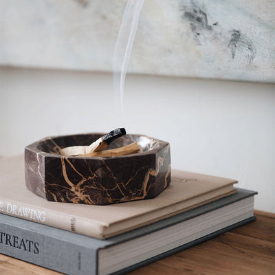 Red Marble Octagon Bowl