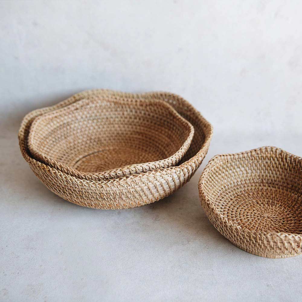 Rhode Rattan Scalloped Basket