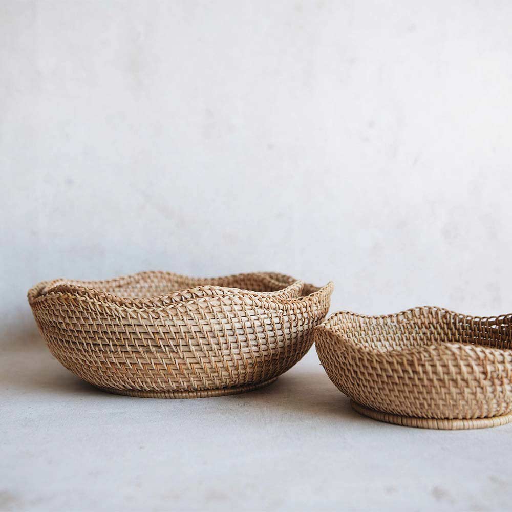 Rhode Rattan Scalloped Basket