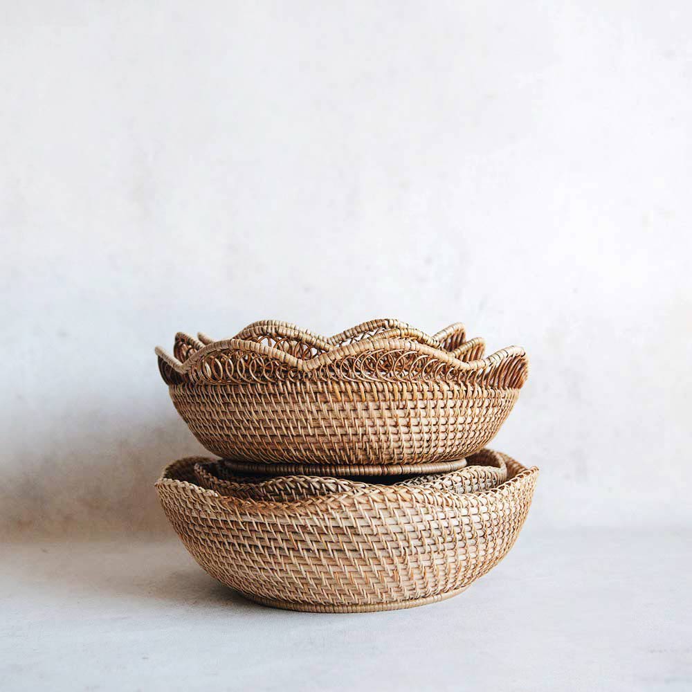 Rhode Rattan Scalloped Basket