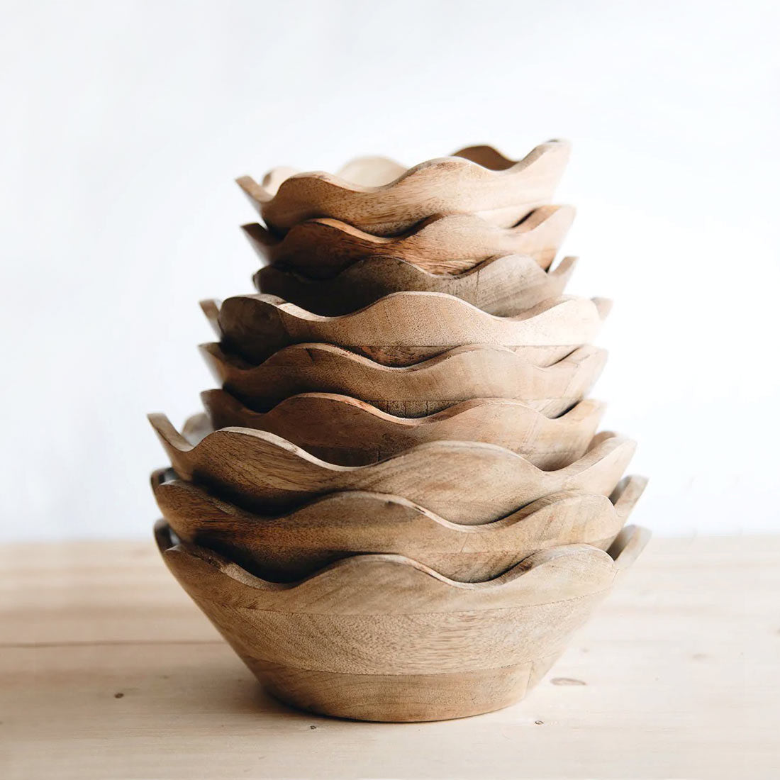 Scalloped Wooden Bowl