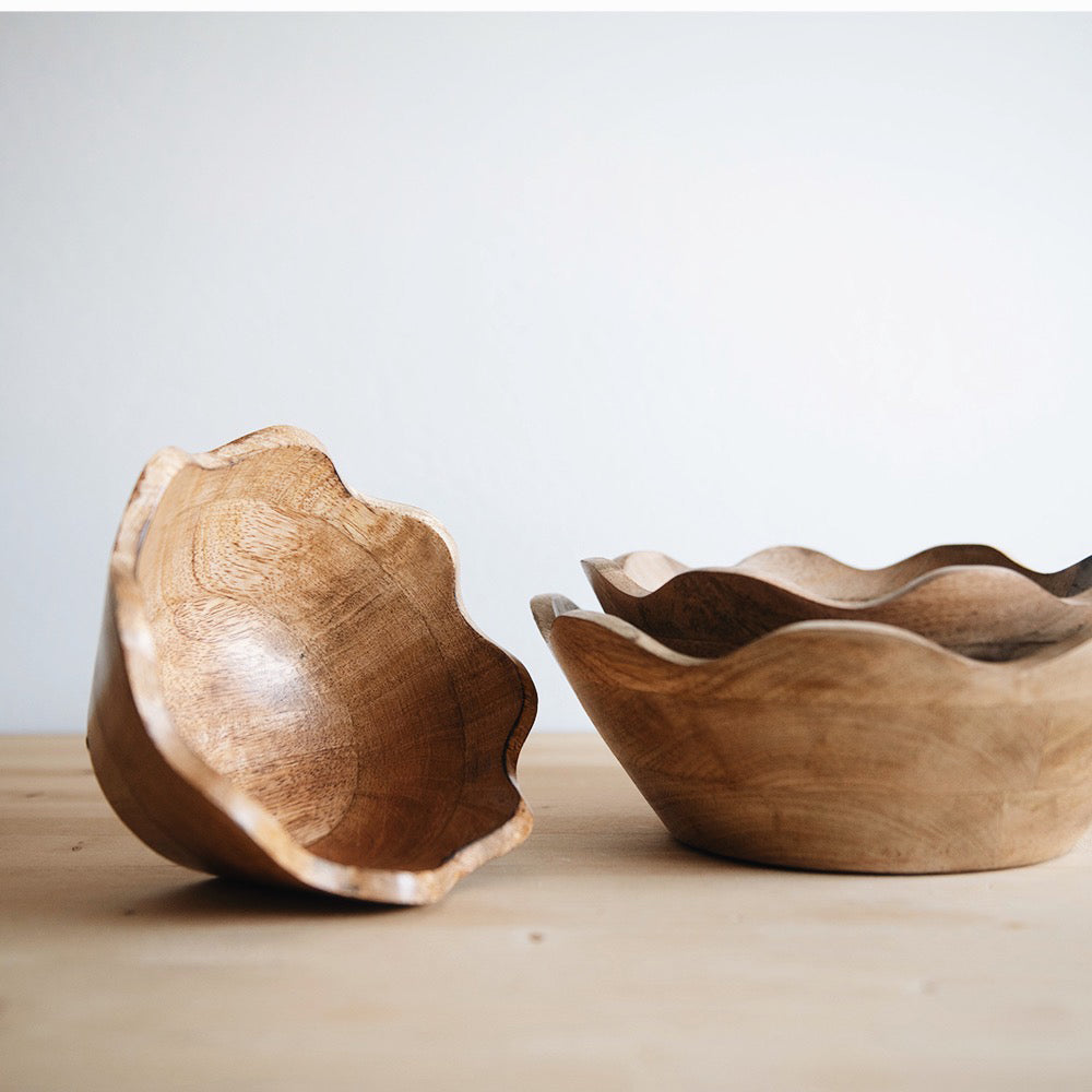 Scalloped Wooden Bowl