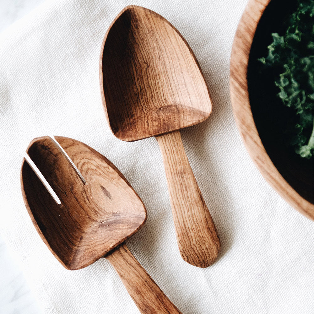 Wild Olive Wood Shovel Salad Servers