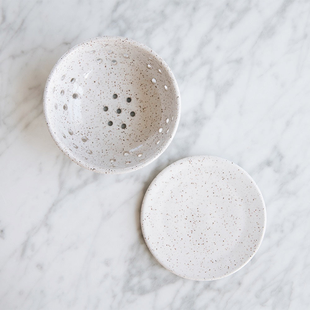 Ceramic Berry Bowl with Plate - Small