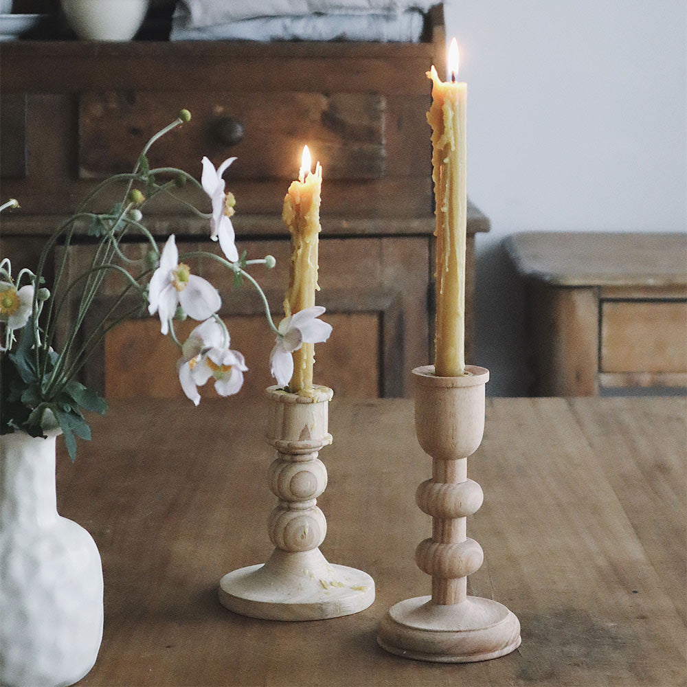 Aglow Wooden Candlesticks