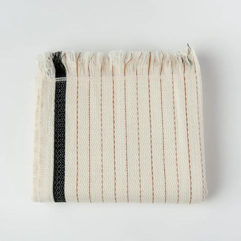 Handwoven Turkish Towel - Cream and Black