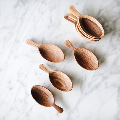 Wild Olive Wood Petal Scoop Set