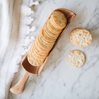 Wild Olive Wood Handle Cracker Tray