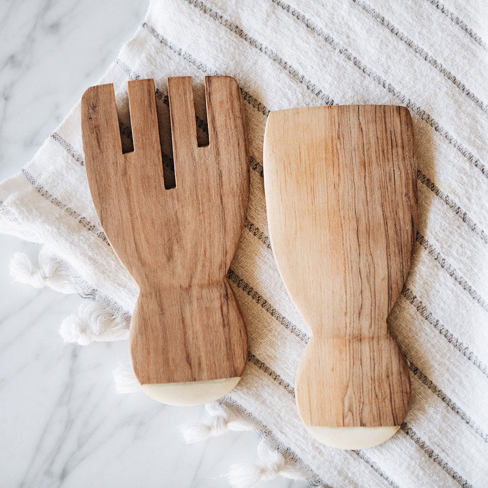 Wild Olive Wood Paddle Salad Servers