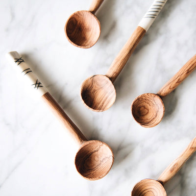 Wild Olive Wood Sugar Spoon Set