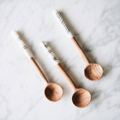 Wild Olive Wood Sugar Spoon Set