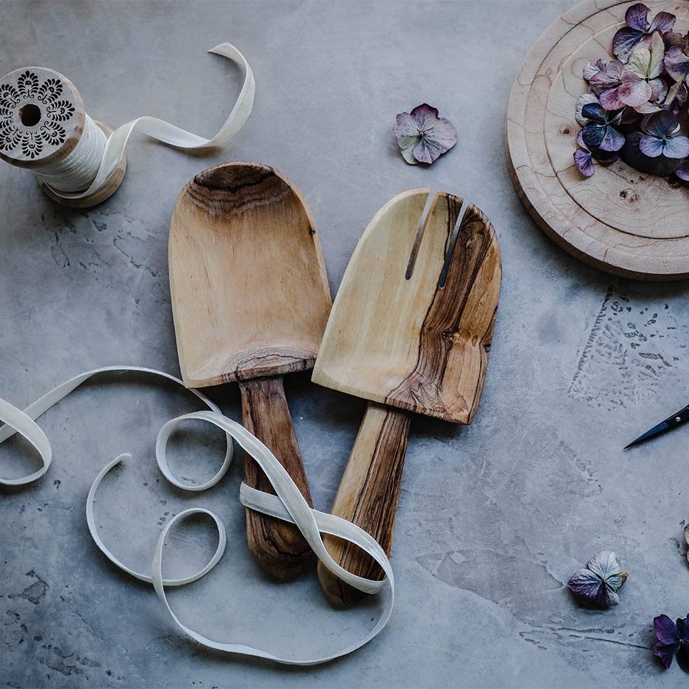 Wild Olive Wood Shovel Salad Servers