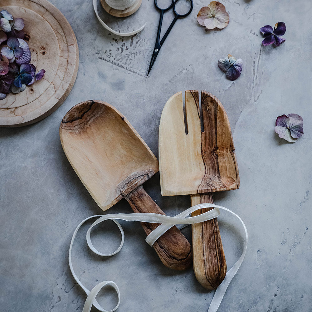 Wild Olive Wood Shovel Salad Servers