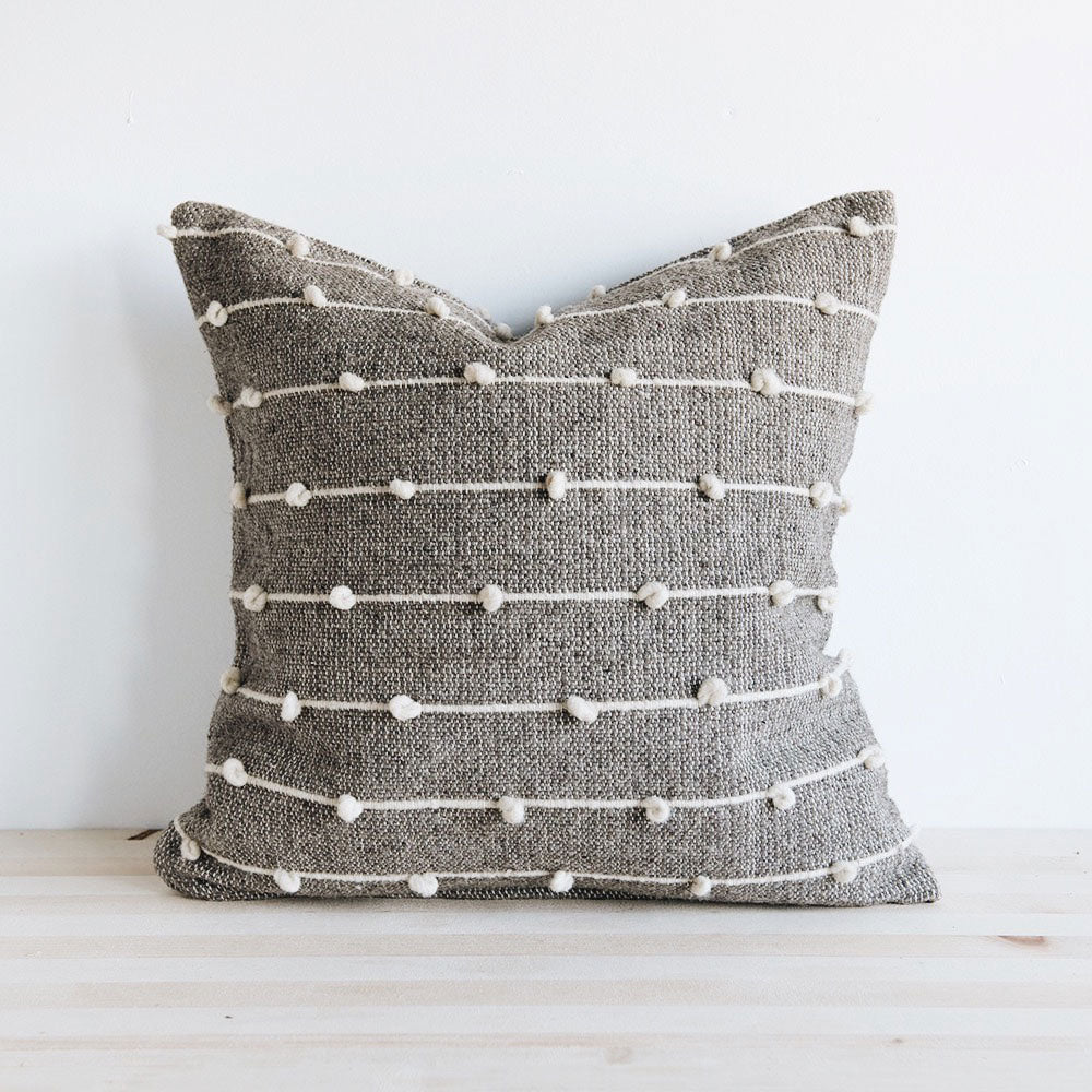 Wool Throw Pillow Cover - Grey Loops